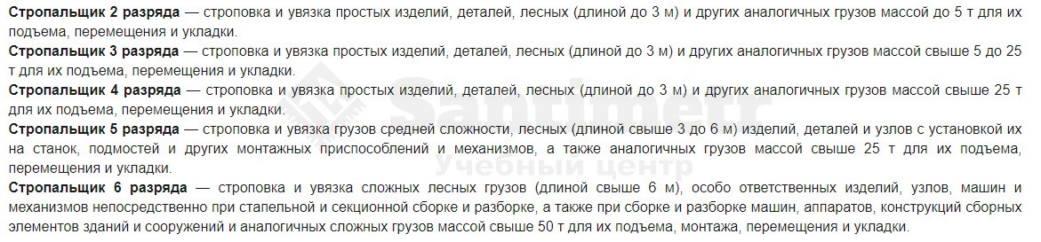 Разряды стропальщиков от 2 до 6, чем они отличаются